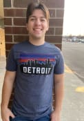 Detroit Colorblock Skyline Fashion T Shirt - Navy Blue