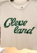 Cleveland W White Double Stacked Wordmark Crop Short Sleeve T-Shirt
