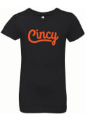 Cincinnati Girls Flowy Wordmark Black Short Sleeve T-Shirt