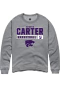 Camryn Carter Rally Mens Grey K-State Wildcats NIL Stacked Box Crew Sweatshirt