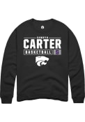 Camryn Carter Rally Mens Black K-State Wildcats NIL Stacked Box Crew Sweatshirt