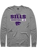 Desi Sills Rally Mens Grey K-State Wildcats NIL Stacked Box T Shirt