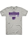 Ismael Massoud Grey K-State Wildcats Rally NIL Stacked Box T Shirt