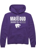 Ismael Massoud Rally Mens Purple K-State Wildcats NIL Stacked Box Hooded Sweatshirt