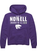 Markquis Nowell Rally Mens Purple K-State Wildcats NIL Stacked Box Hooded Sweatshirt