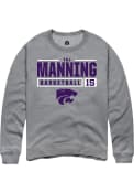 Taj Manning Rally Mens Grey K-State Wildcats NIL Stacked Box Crew Sweatshirt