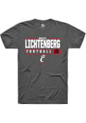 Brady Lichtenberg Dark Grey Cincinnati Bearcats Rally NIL Stacked Box T Shirt