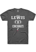 Cincear Lewis Dark Grey Cincinnati Bearcats Rally NIL Sport Icon T Shirt