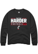 Jonathan Harder Rally Mens Black Cincinnati Bearcats NIL Stacked Box Crew Sweatshirt