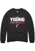 Jordan Young Rally Mens Black Cincinnati Bearcats NIL Stacked Box Crew Sweatshirt