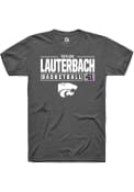 Taylor Lauterbach Grey K-State Wildcats Rally NIL Stacked Box T Shirt