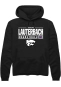 Taylor Lauterbach Rally Mens Black K-State Wildcats NIL Stacked Box Hooded Sweatshirt