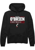 Triston O'Brien Rally Mens Black Cincinnati Bearcats NIL Stacked Box Hooded Sweatshirt