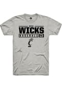 Noah Wicks Ash Cincinnati Bearcats Rally NIL Stacked Box T Shirt