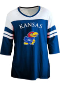 Kansas Jayhawks Womens Contrast 3/4 + T-Shirt - Blue