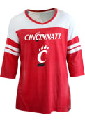 Red Womens Cincinnati Bearcats Contrast 3/4 + T-Shirt