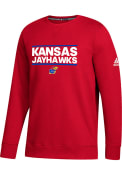 Kansas Jayhawks Adidas Fleece Crew Sweatshirt - Red
