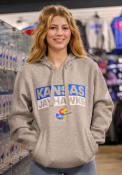 Kansas Jayhawks Three Stripe Pullover Hooded Sweatshirt - Grey