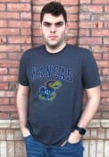 Kansas Jayhawks Rally Distressed Arch Mascot T Shirt - Grey