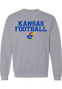 Kansas Jayhawks Rally Football Stacked Crew Sweatshirt - Grey