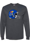Kansas Jayhawks Rally Football Helmet T Shirt - Charcoal