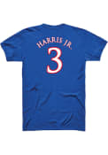 Dajuan Harris Jr Kansas Jayhawks Rally Player Name and Number T-Shirt - Blue
