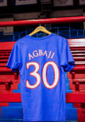 Ochai Agbaji Kansas Jayhawks Rally Player Name and Number T-Shirt - Blue