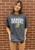 Kansas Jayhawks Rally Baseball Stacked T Shirt - Grey