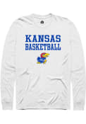 Kansas Jayhawks Rally Basketball Stacked T Shirt - White