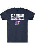 Kansas Jayhawks Rally Basketball Stacked T Shirt - Navy Blue