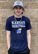 Kansas Jayhawks Rally Basketball Stacked T Shirt - Navy Blue