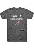 Kansas Jayhawks Rally Cross Country Stacked T Shirt - Charcoal