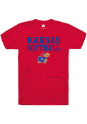 Kansas Jayhawks Rally Softball Stacked T Shirt - Red