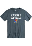 Kansas Jayhawks Rally Softball Stacked T Shirt - Charcoal