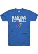 Kansas Jayhawks Rally Softball Stacked T Shirt - Blue