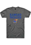 Kansas Jayhawks Rally Track and Field Stacked T Shirt - Charcoal