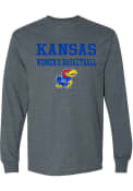 Kansas Jayhawks Rally Womens Basketball Stacked T Shirt - Charcoal