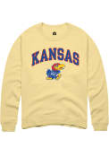 Kansas Jayhawks Rally Garment Dyed Arch Mascot Crew Sweatshirt - Yellow