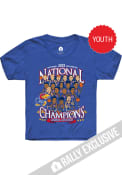 Kansas Jayhawks Youth Rally 2022 National Champions NIL Caricature T-Shirt - Blue