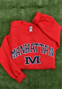 Manhattan High School Indians Rally Arch Mascot Crew Sweatshirt - Red