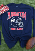 Manhattan High School Indians Rally Football Helmet T Shirt - Navy Blue