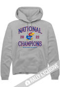 Kansas Jayhawks Rally 2022 National Champions Circus Font Hooded Sweatshirt - Grey