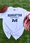 Manhattan High School Indians Rally Stacked Football T Shirt - White