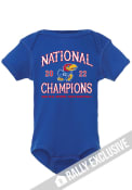 Kansas Jayhawks Baby Rally 2022 National Champs Circus Font No 1 One Piece - Blue