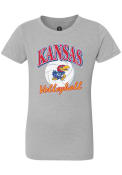 Kansas Jayhawks Girls Rally Volleyball Script T-Shirt - Grey