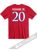 Daniel Hishaw Jr Kansas Jayhawks Rally Football Name and Number T-Shirt - Red