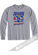 Jalon Daniels Kansas Jayhawks Rally Caricature Football Long Sleeve T-Shirt - Grey