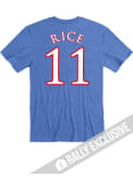 MJ Rice Kansas Jayhawks Rally Basketball Name and Number T-Shirt - Blue