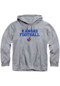 Kansas Jayhawks Rally Football Stacked Hooded Sweatshirt - Grey