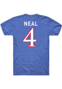 Devin Neal Kansas Jayhawks Rally Football Name and Number T-Shirt - Blue